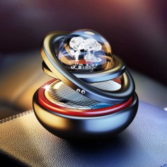 車(chē)載香水?dāng)[件太陽(yáng)能雙環(huán)懸浮高級(jí)感汽車(chē)創(chuàng)意上檔次內(nèi)裝飾品中控臺(tái)