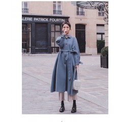 秋冬新款毛呢外套女中長款韓版寬松氣質顯瘦赫本風過膝呢子大衣冬