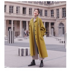 秋冬新款毛呢外套女中長款韓版寬松氣質顯瘦赫本風過膝呢子大衣冬