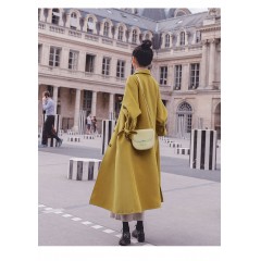 秋冬新款毛呢外套女中長款韓版寬松氣質顯瘦赫本風過膝呢子大衣冬