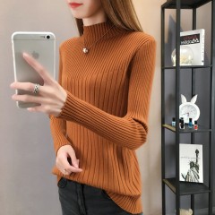 加絨/不加絨秋冬裝半高領針織衫女韓版大碼修身長袖毛衣內(nèi)搭上衣