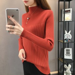 加絨/不加絨秋冬裝半高領針織衫女韓版大碼修身長袖毛衣內(nèi)搭上衣