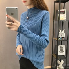 加絨/不加絨秋冬裝半高領針織衫女韓版大碼修身長袖毛衣內(nèi)搭上衣