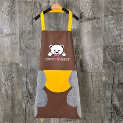 可擦手圍裙女罩衣口袋防水油廚房可愛(ài)新款工作服成人做飯勞保干活